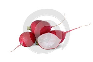 Fresh tasty ripe radish on white background