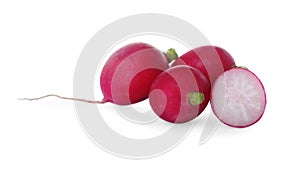 Fresh tasty ripe radish on white background