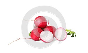 Fresh tasty ripe radish on white background