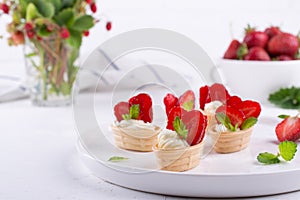 Fresh and tasty snack with cream cheese fruits and berries.