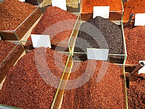 Fresh tasty Spices stall in market