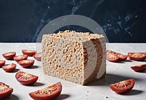 Fresh tempeh isolated on white background