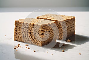 Fresh tempeh isolated on white background