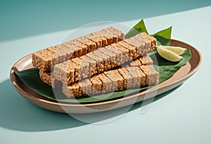 Fresh tempeh isolated on white background