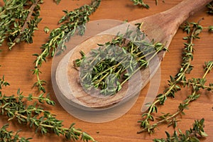 Fresh Thyme into a spoon