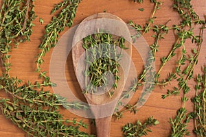 Fresh Thyme into a spoon