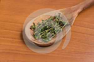 Fresh Thyme into a spoon