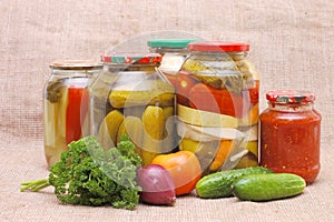 Fresh and tinned vegetables