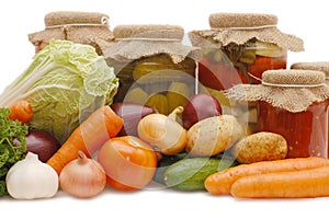 Fresh and tinned vegetables photo