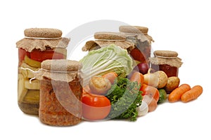 Fresh and tinned vegetables photo