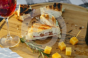 fresh toasts with campfire on a blackboard