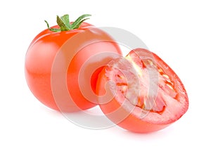 Fresh tomato cut in half Isolated on white background