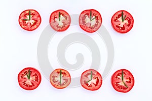 Fresh tomato cut half with rosemary leaf as a clock. World clock