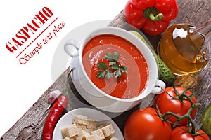 Fresh tomato gazpacho soup with vegetables