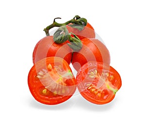 Fresh tomato isolated on whtie photo