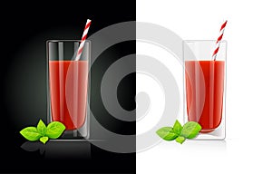 Fresh tomato juice glass with pipe