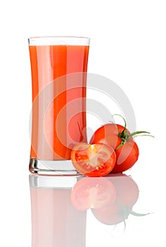 Fresh Tomato Juice Isolated on White Background