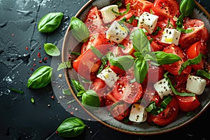 Fresh Tomato Mozzarella Salad Dish