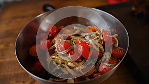 Fresh tomato and onion salad.