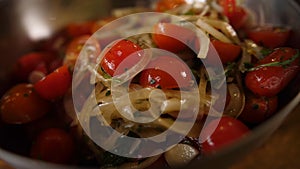 Fresh tomato and onion salad.