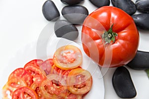 Fresh Tomato with Sliced tomato on white background