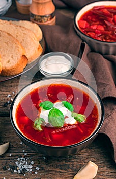Fresh tomato soup with cabbage and beetroot