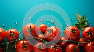 Fresh tomatoes on a dark background. Harvesting tomatoes. Top view