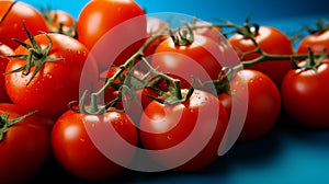 Fresh tomatoes on a dark background. Harvesting tomatoes. Top view