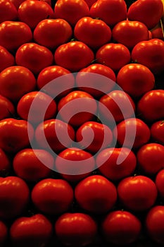 Fresh tomatoes on display at a market in Spain