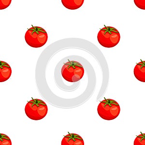 Fresh tomatoes, falt cartoon drawn seamless pattern. Vector seamless background with red tomatoes