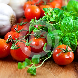 Fresh tomatoes,herbs and garlic