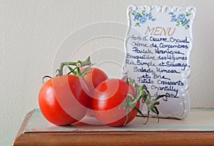 Fresh Tomatoes and Menu