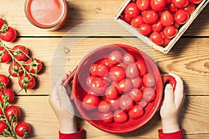 Fresh tomatoes preparation for healthy eating