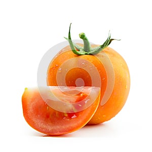 Fresh tomatoes on white background