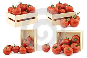 Fresh tomatoes in a wooden crate