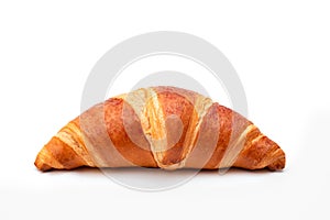 Fresh traditional croissant isolated on white.