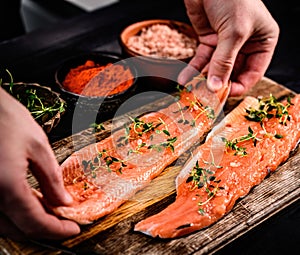 Fresh trout salmon filet ready for dinner