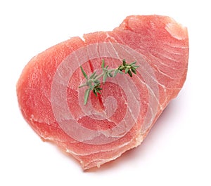 Fresh tuna Fish steak isolated on a white background