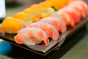 Fresh tuna raw sushi on plate