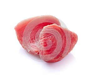 Fresh tuna steak on white background