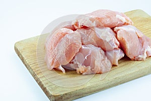 Fresh turkey meat pieces, uncoocked, pink food, healty fillet, isolated object,