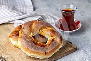 Fresh Turkish acma on the cutting board