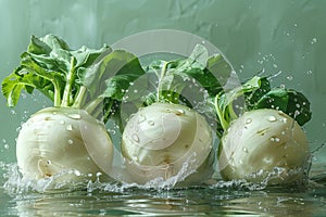 Fresh Turnips Being Washed Under Running Water