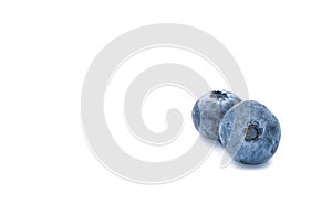fresh two circle violet blueburry fruit. Isolated on white background with copy space