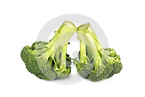 Fresh two green broccoli isolated on a white background