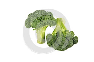 Fresh two green broccoli isolated on a white background