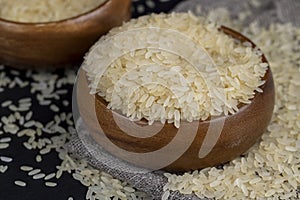 fresh uncooked rice in close-up