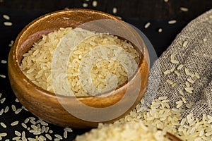 fresh uncooked rice in close-up