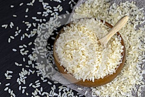 fresh uncooked rice in close-up