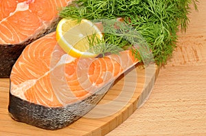 Fresh Uncooked Salmon Steaks